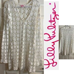 Lilly Pulitzer White crochet tunic swimsuit cover-up size Xl